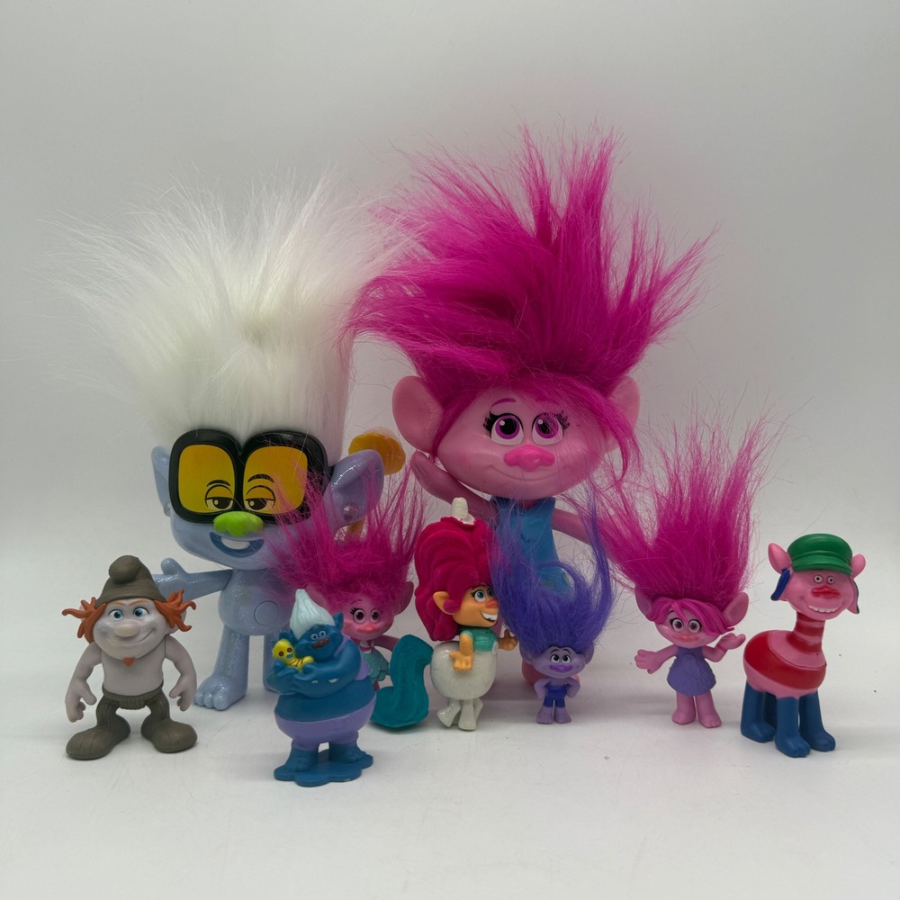 DreamWorks Trolls Action Figure Lot Poppy Diamond PVC Cake Toppers Toys